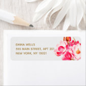 -roze Magnolias Floral Etiket (Insitu)