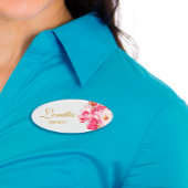 Roze Magnolias Floral Naambadge