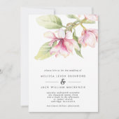 Roze Magnolias Floral Wedding Kaart (Voorkant)