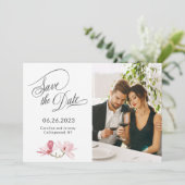 Roze Magnolias Foto opslaan Datum Save The Date (Staand voorkant)