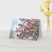 Roze magnolias kaart (Gele Bloem)