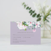 Roze magnolia's lavendel eucalyptus trouwfeest rsv briefkaart (Staand voorkant)