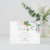 Roze Magnolias Lavender Eucalyptus Save Dates Post Briefkaart (Staand voorkant)