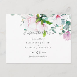 Roze Magnolias Lavender Eucalyptus Save Dates Post Briefkaart