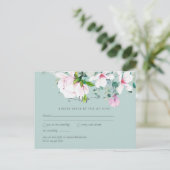 Roze Magnolias Lavender Eucalyptus Wedding rsvp Po Briefkaart (Staand voorkant)