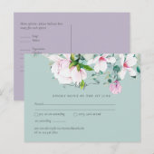 Roze Magnolias Lavender Eucalyptus Wedding rsvp Po Briefkaart (Voorkant / Achterkant)