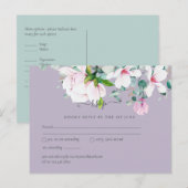Roze Magnolias Lavender Eucalyptus Wedding rsvp Po Briefkaart (Voorkant / Achterkant)