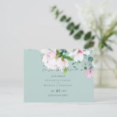 Roze Magnolias Lila Eucalyptus Weduwdata Briefkaart (Staand voorkant)