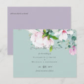 Roze Magnolias Lila Eucalyptus Weduwdata Briefkaart (Voorkant / Achterkant)