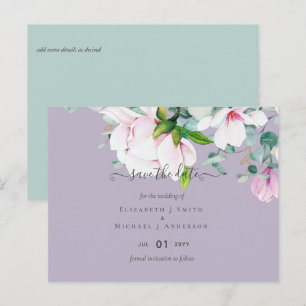 Roze Magnolias Lila Eucalyptus Weduwdata Briefkaart