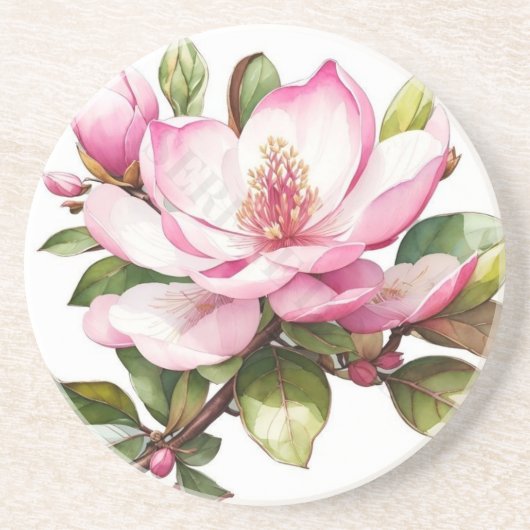 Roze magnolia's onderzetter (Voorkant)