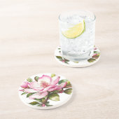 Roze magnolia's onderzetter (Zijkant)