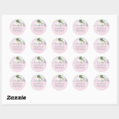 Roze Magnolias Sage Eucalyptus Weddenschap Harteli Ronde Sticker (Vel)