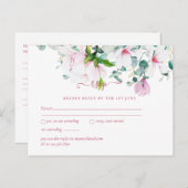 Roze Magnolias Sage Eucalyptus Wedding rsvp Postca Briefkaart (Voorkant / Achterkant)
