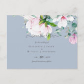Roze Magnolia's Salie Eucalyptus Huwelijk Data Bew Briefkaart (Voorkant)