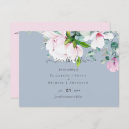 Roze Magnolia's Salie Eucalyptus Huwelijk Data Bew Briefkaart
