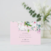 Roze Magnolia's Sering Eucalyptus Huwelijk Data Be Briefkaart (Staand voorkant)