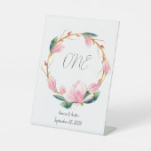 Roze Magnolias Tabletop Reclamebord Met Voetstuk (Voorkant)