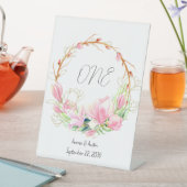 Roze Magnolias Tabletop Reclamebord Met Voetstuk (Insitu)