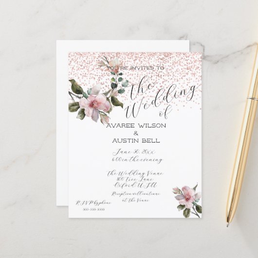 Roze Magnolias Waterverf (Voorkant / Achterkant in situ)