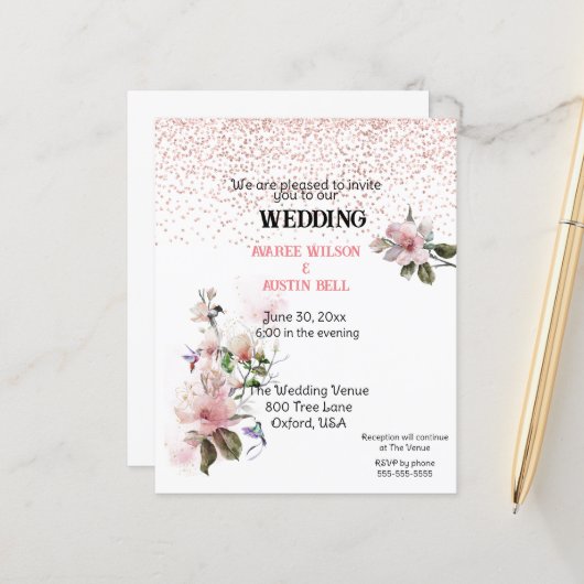 Roze Magnolias Waterverf (Voorkant / Achterkant in situ)