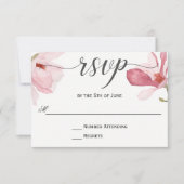 Roze Magnolias Waterverf Bruiloft RSVP (Voorkant)