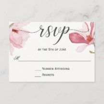 Roze Magnolias Waterverf Bruiloft RSVP
