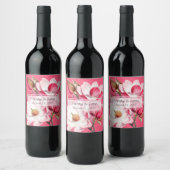 Roze Magnolias Wine Label Wijn Etiket (Flessen)