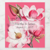 Roze Magnolias Wine Label Wijn Etiket (Enkel label)