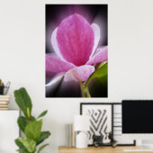 roze magnolibloem poster (Thuiskantoor)
