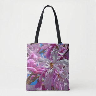 Roze magnolibloemen tote bag