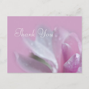 roze magnoliumbloem dank je briefkaart. briefkaart