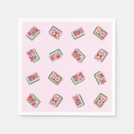 Roze Mahjong-tegels met bloemmotief voor vrouwen Servet