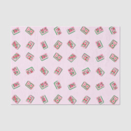 Roze Mahjong-tegels met bloemmotief voor vrouwen Tissuepapier