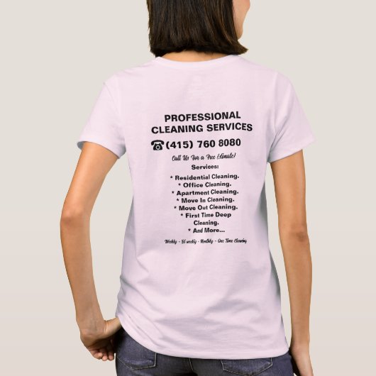 Roze Maid Janitorial Lady House schoonmaakservice T-shirt (Achterkant)