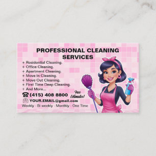 Roze Maid Janitorial Lady House schoonmaakservice Visitekaartje