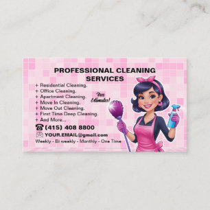 Roze Maid Janitorial Lady House schoonmaakservice Visitekaartje