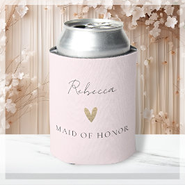 Roze Maid of Honor Gouden Hart Modern Script Blikjeskoeler
