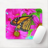 Roze mais en monarch vlindermousepad muismat (Met muis)