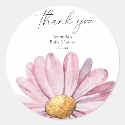 Roze maisy Wildflower - Hartelijk dank Ronde Sticker (Voorkant)