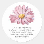 Roze maisy Wildflower - Prayer kaarsenetiket Ronde Sticker (Voorkant)