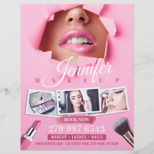 Roze Make-up Artiest / Beauty Salon Flyer (Voorkant)