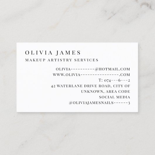 Roze make-up artiest cosmetica schoonheidssalon visitekaartje (Achterkant)