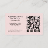 Roze Make-up Artiest Qr Code Sociaal Icoon Visitekaartje (Achterkant)