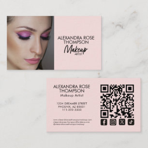 Roze Make-up Artiest Qr Code Sociaal Icoon Visitekaartje