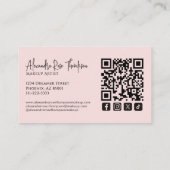 Roze Make-up Artiest Qr Code Sociaal Icoon Visitekaartje (Achterkant)