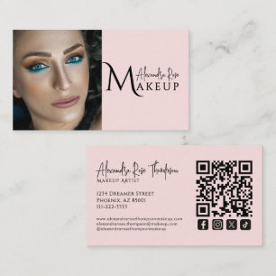 Roze Make-up Artiest Qr Code Sociaal Icoon Visitekaartje