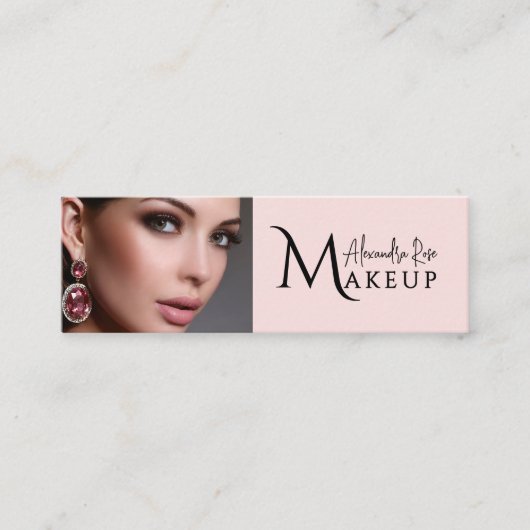 Roze Make-up Artiest Qr Code Social Icon Mini Visitekaartje (Voorkant)