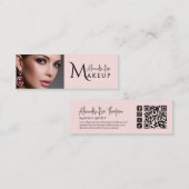 Roze Make-up Artiest Qr Code Social Icon Mini Visitekaartje (Voorkant / Achterkant)