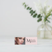 Roze Make-up Artiest Qr Code Social Icon Mini Visitekaartje (Staand voorkant)